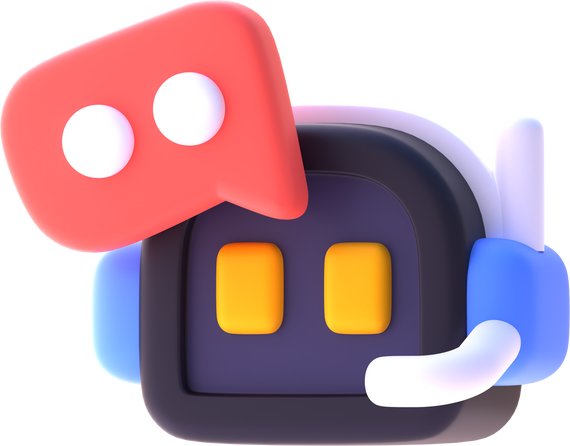 Chatbot in 3d render for graphic asset web presentation or other