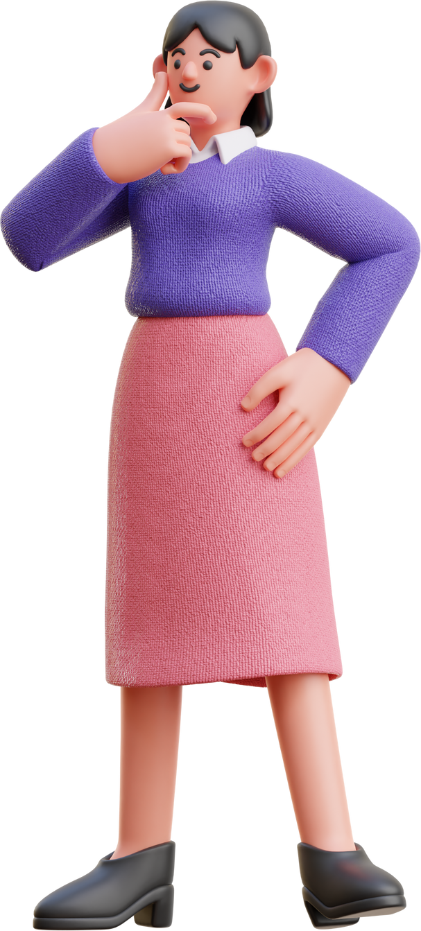 3D Character Female Thinking Pose