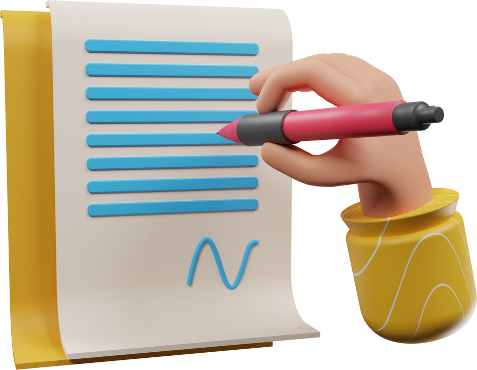 3D Person Signing a Contract Illustration